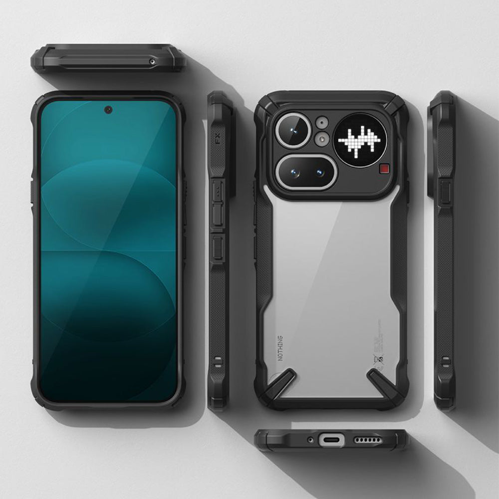 Handyhülle für Nothing Phone 4a Pro, Ringke Fusion X, Transparent mit Schwarzen Rahmen