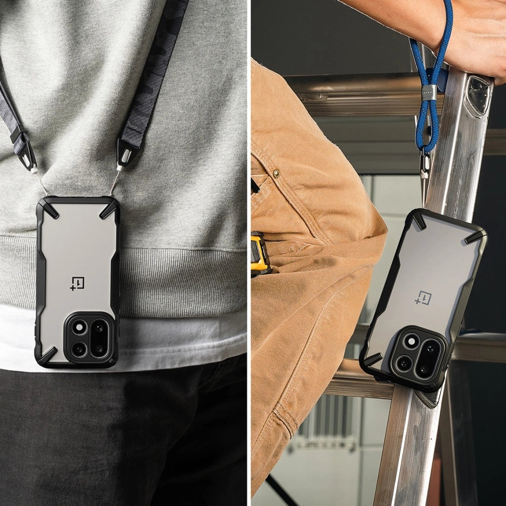 Handyhülle für OnePlus 15, Ringke Fusion X, Schwarz mit Transparent