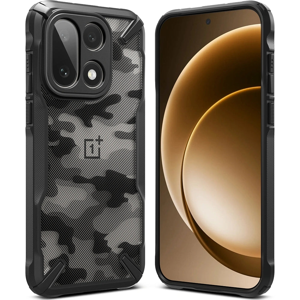 Handyhülle für OnePlus 15, Ringke Fusion X, Schwarz mit Transparent Moro