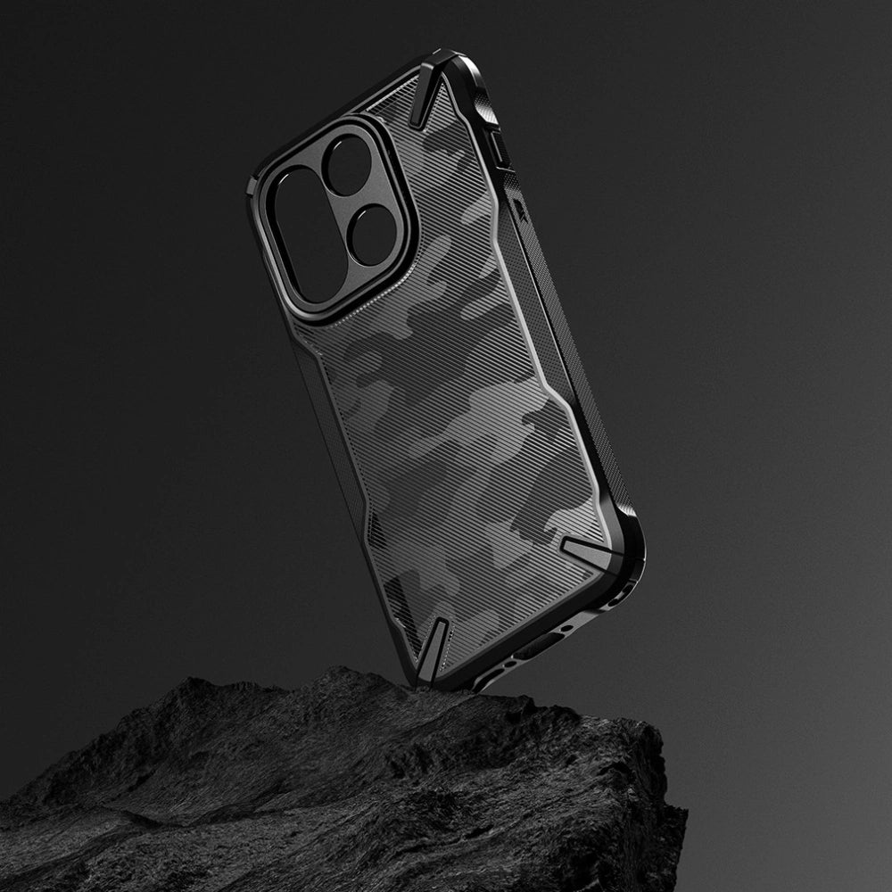 Handyhülle für OnePlus 15, Ringke Fusion X, Schwarz mit Transparent Moro