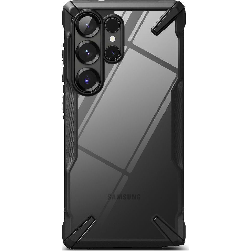 Handyhülle für Galaxy S25 Ultra, Ringke Fusion X, Transparent mit schwarzen Rahmen
