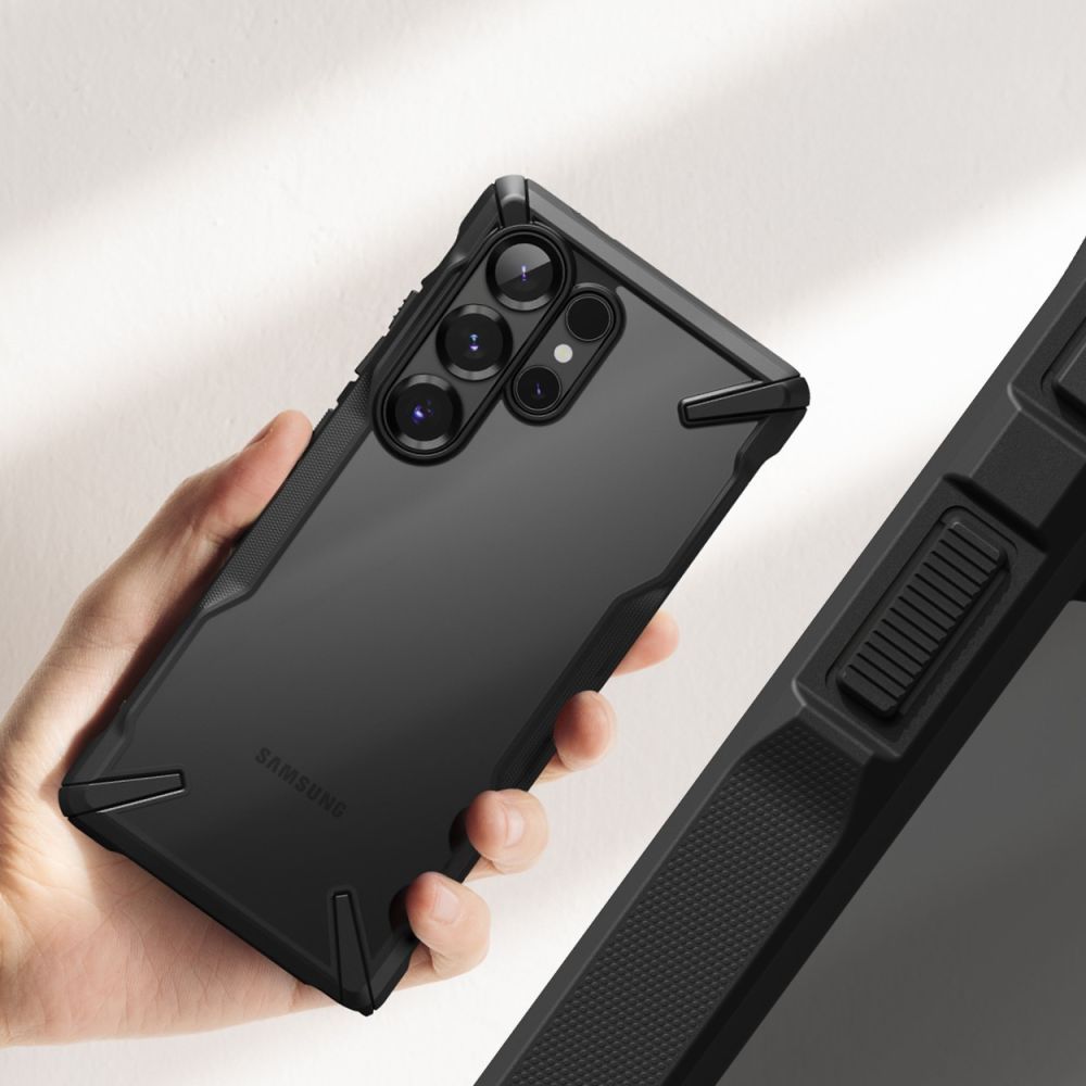 Handyhülle für Galaxy S25 Ultra, Ringke Fusion X, Transparent mit schwarzen Rahmen