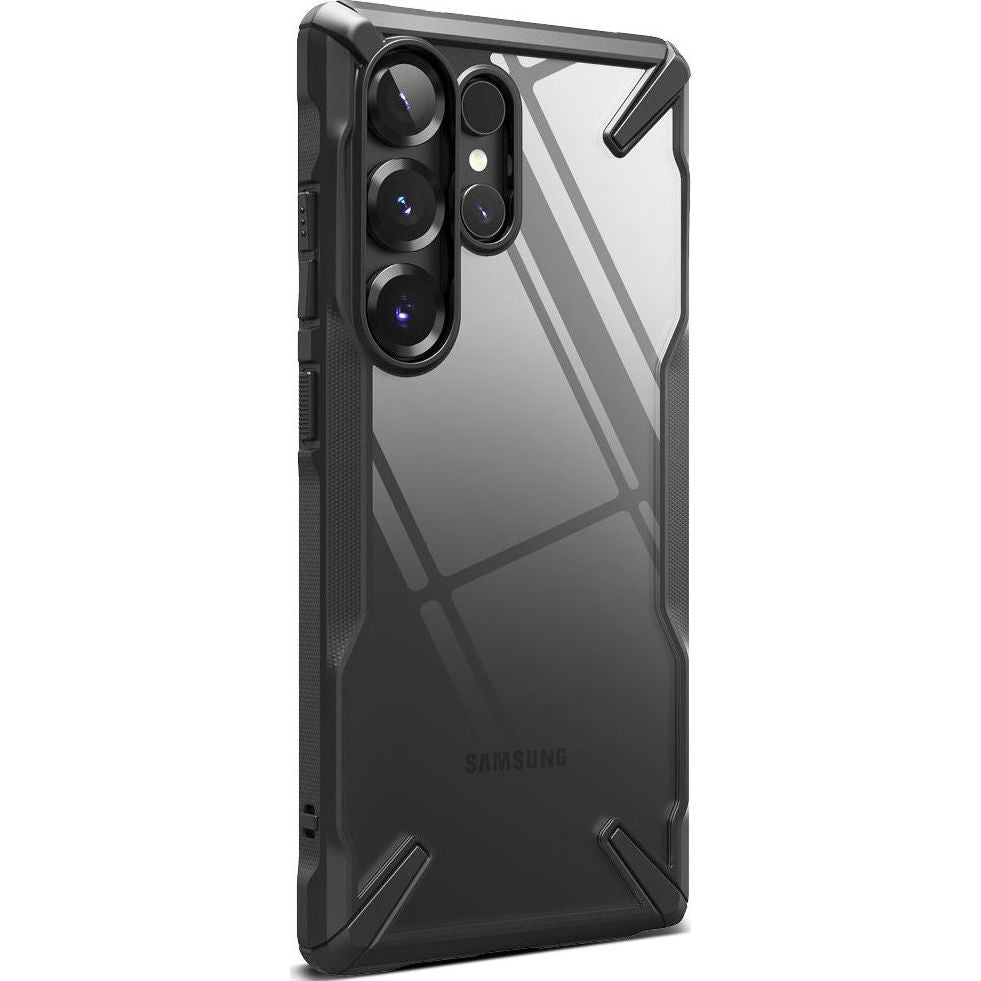 Handyhülle für Galaxy S25 Ultra, Ringke Fusion X, Transparent mit schwarzen Rahmen