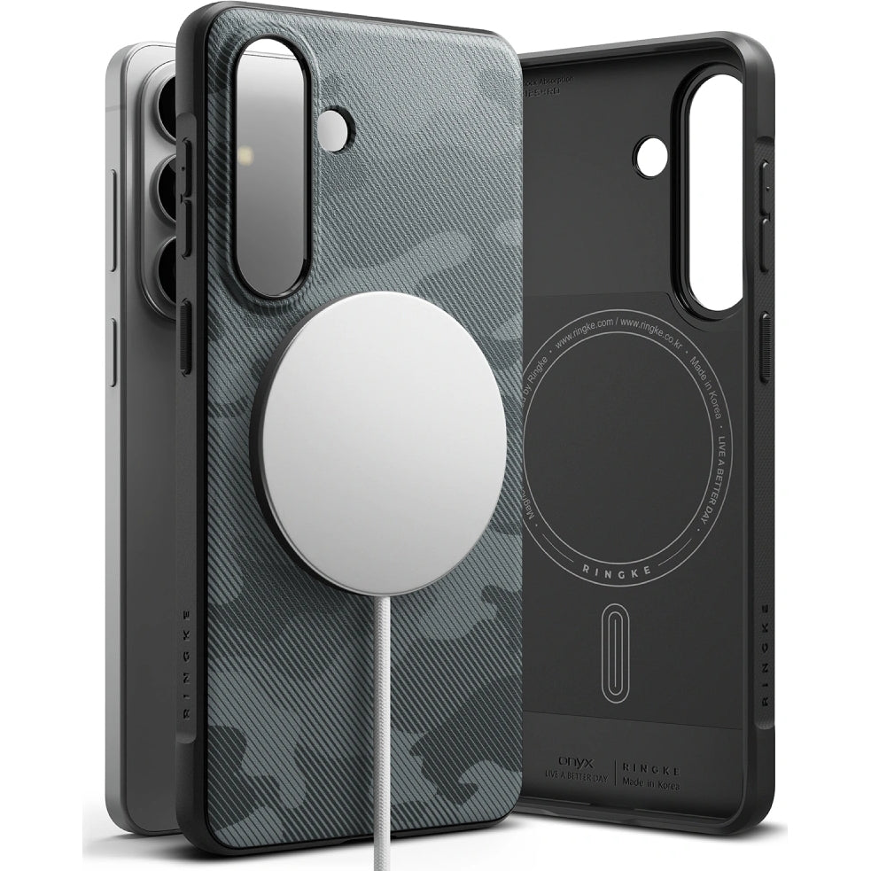 Handyhülle für Galaxy S26, Ringke Onyx Magnetic, Grau-schwarze Tarnfarbe