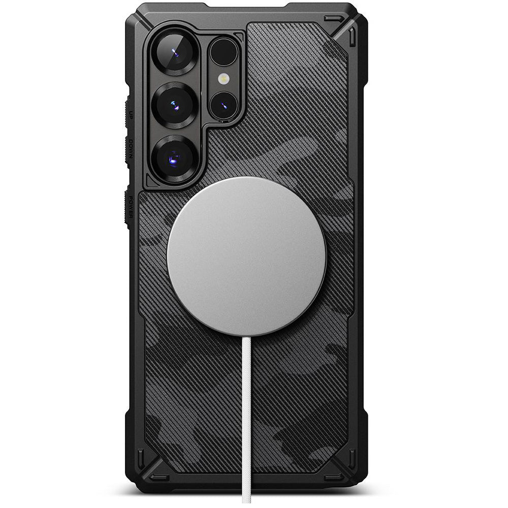 Handyhülle für Galaxy S25 Ultra, Ringke Rugged Gear Magnetic, Dunkelgrau-Schwarze Tarnfarbe