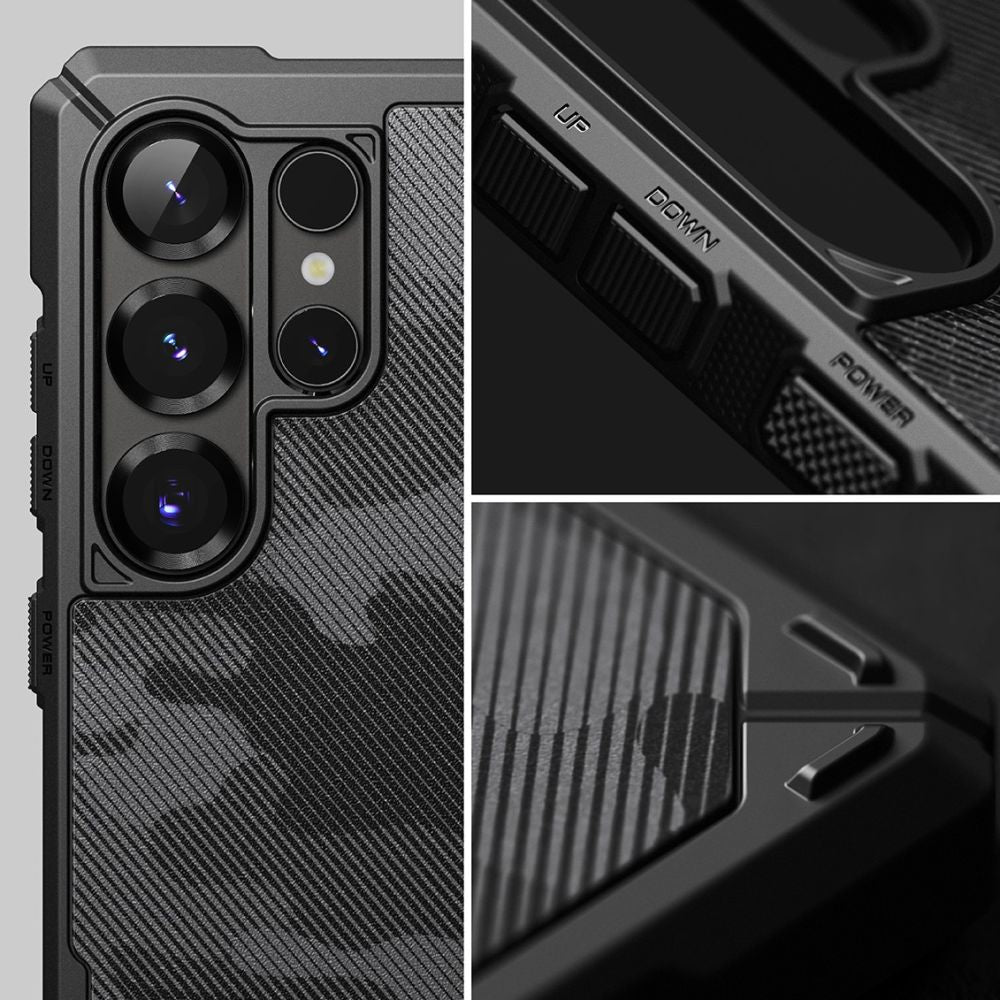 Handyhülle für Galaxy S25 Ultra, Ringke Rugged Gear Magnetic, Dunkelgrau-Schwarze Tarnfarbe