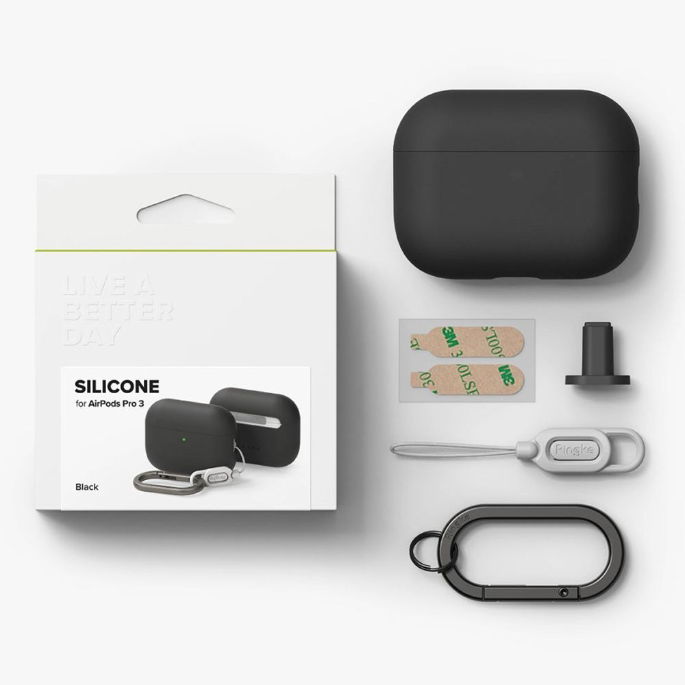 Schutzhülle für Apple AirPods Pro 3, Ringke Silicone, Schwarz