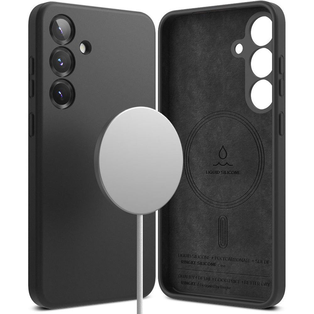 Handyhülle für Galaxy S25, Ringke Silicone Magnetic mit MagSafe, Schwarz