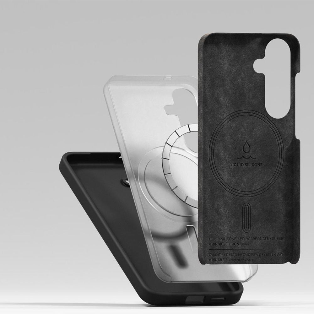Handyhülle für Galaxy S25, Ringke Silicone Magnetic mit MagSafe, Schwarz