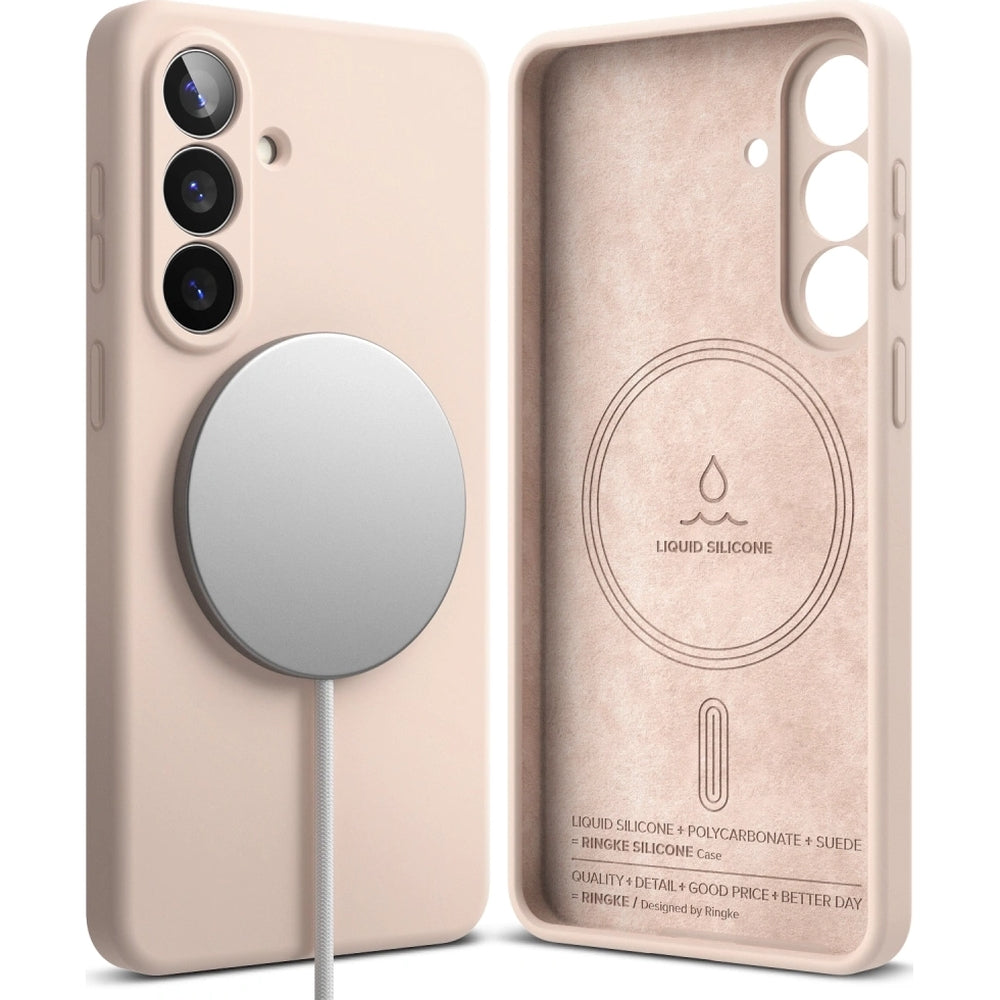 Handyhülle für Galaxy S26, Ringke Silicone Magnetic mit MagSafe, Rosa und Braun