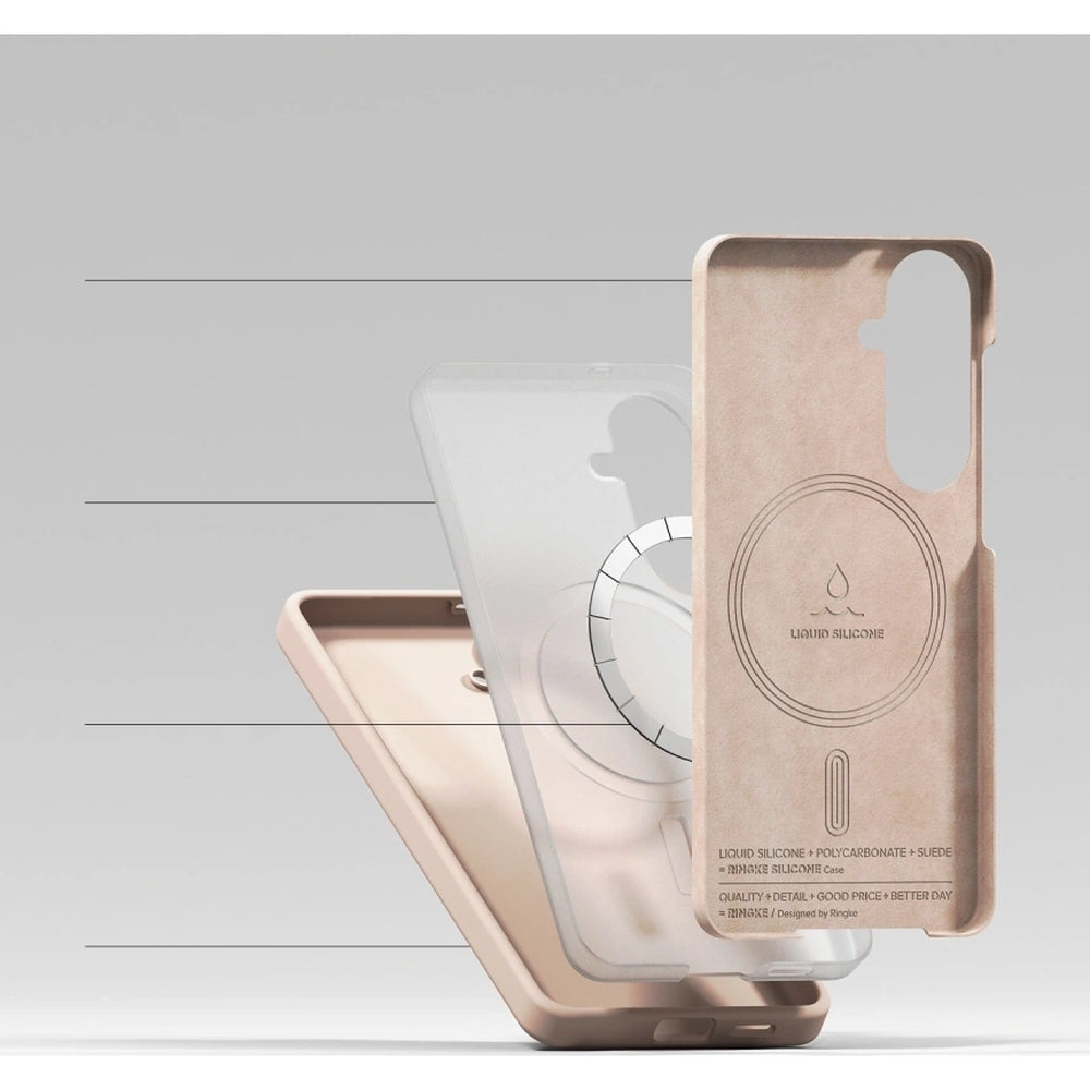Handyhülle für Galaxy S26, Ringke Silicone Magnetic mit MagSafe, Rosa und Braun