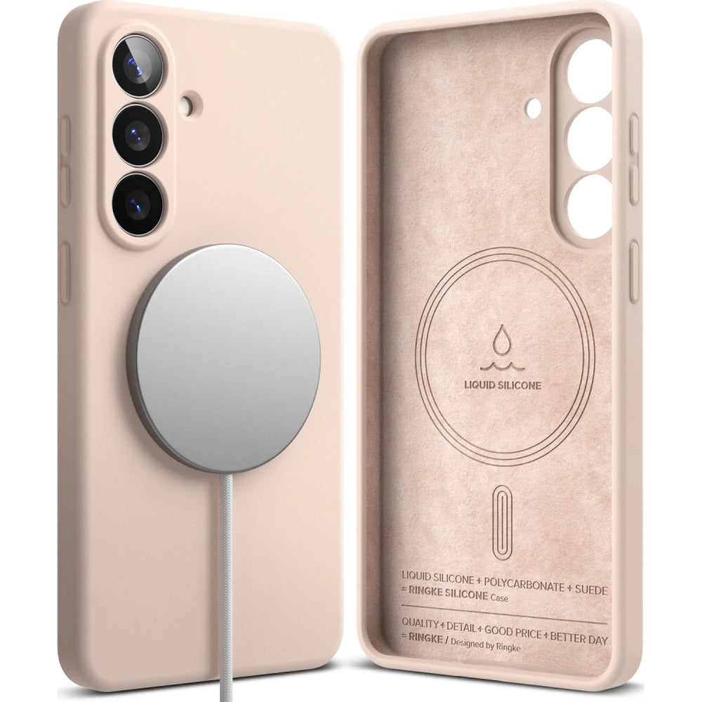 Handyhülle für Galaxy S26 Plus, Ringke Silicone Magnetic mit MagSafe, Rosa und Braun