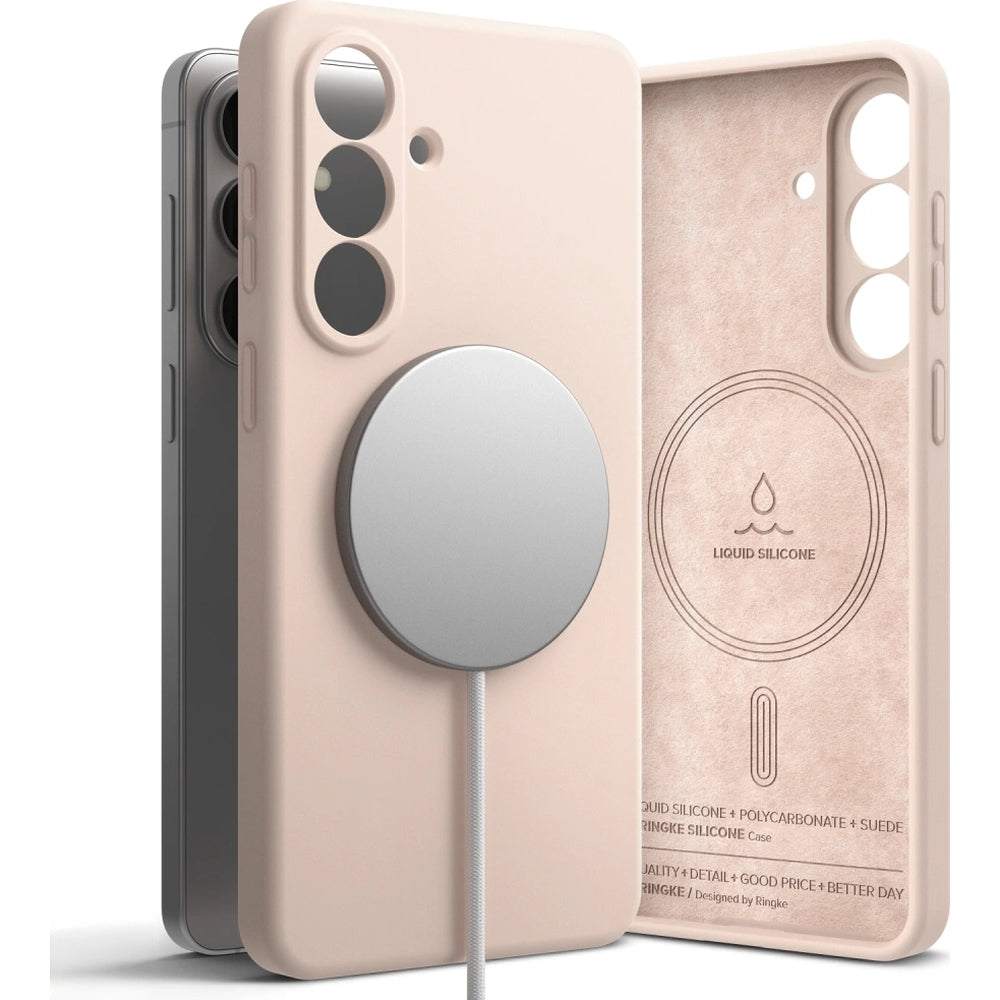 Handyhülle für Galaxy S26 Plus, Ringke Silicone Magnetic mit MagSafe, Rosa und Braun