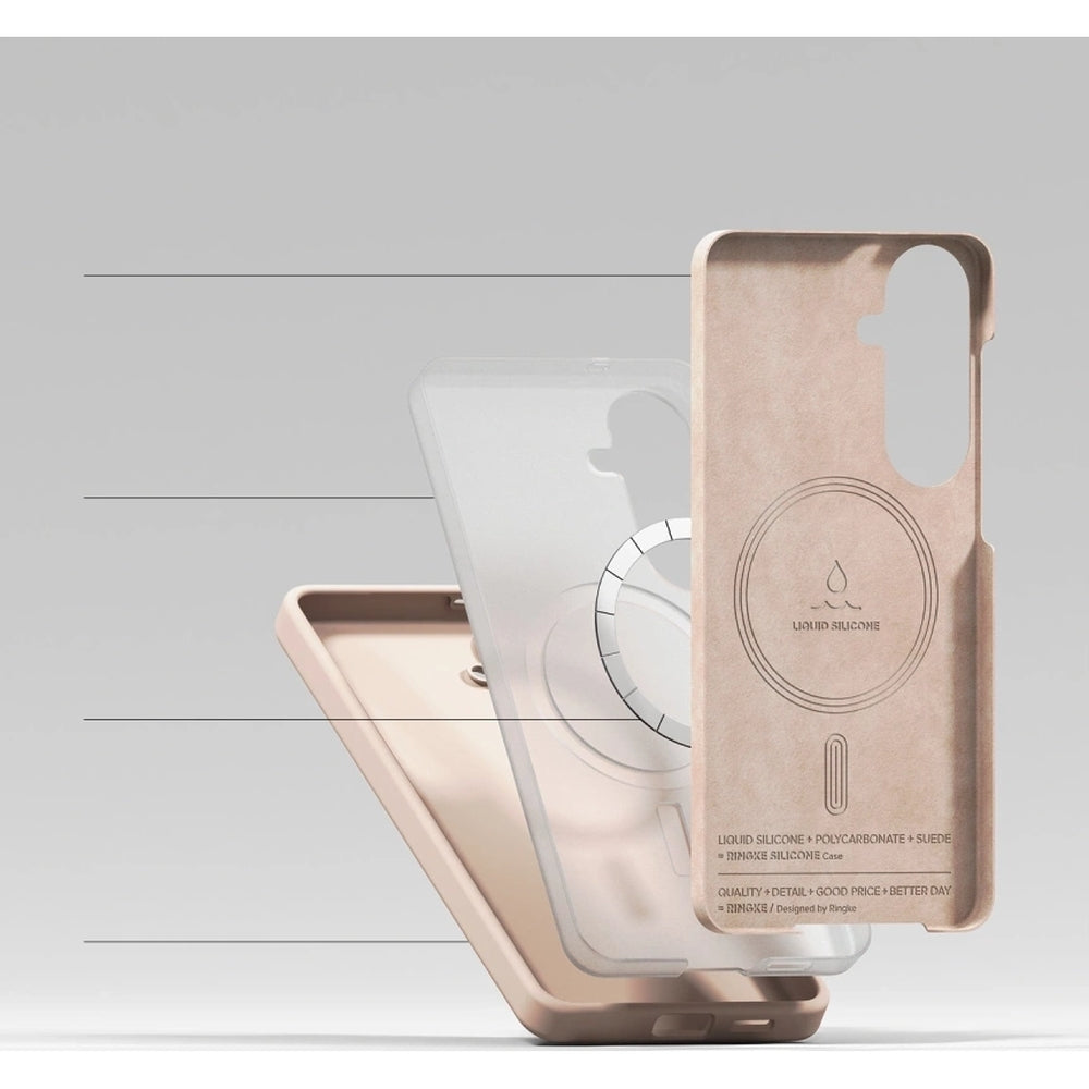 Handyhülle für Galaxy S26 Plus, Ringke Silicone Magnetic mit MagSafe, Rosa und Braun