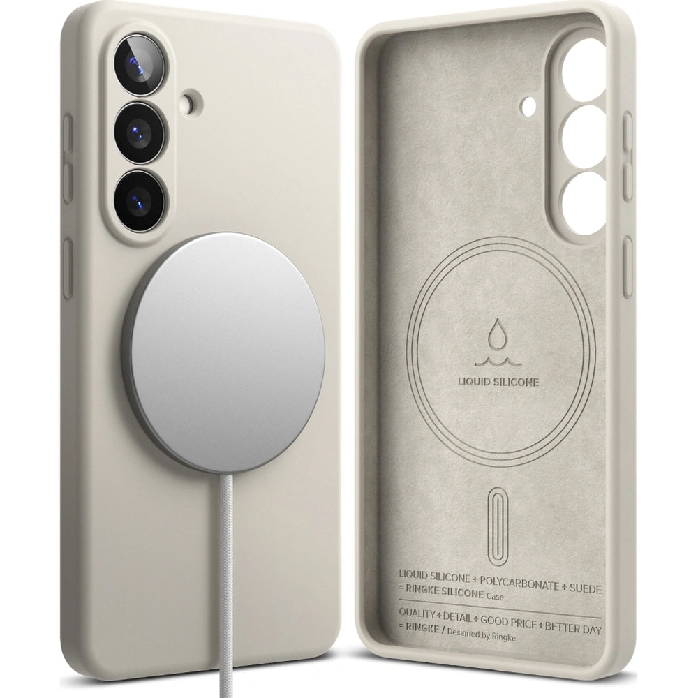 Handyhülle für Galaxy S26, Ringke Silicone Magnetic mit MagSafe, Beige