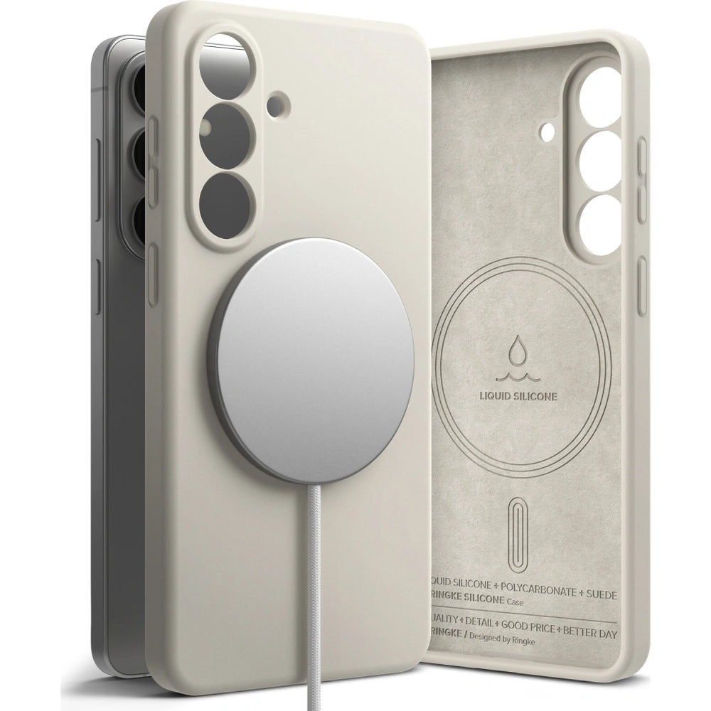Handyhülle für Galaxy S26, Ringke Silicone Magnetic mit MagSafe, Beige