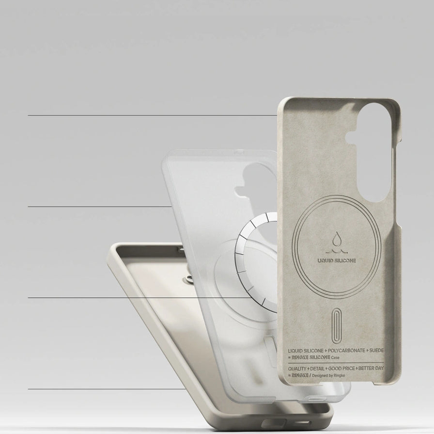Handyhülle für Galaxy S26, Ringke Silicone Magnetic mit MagSafe, Beige