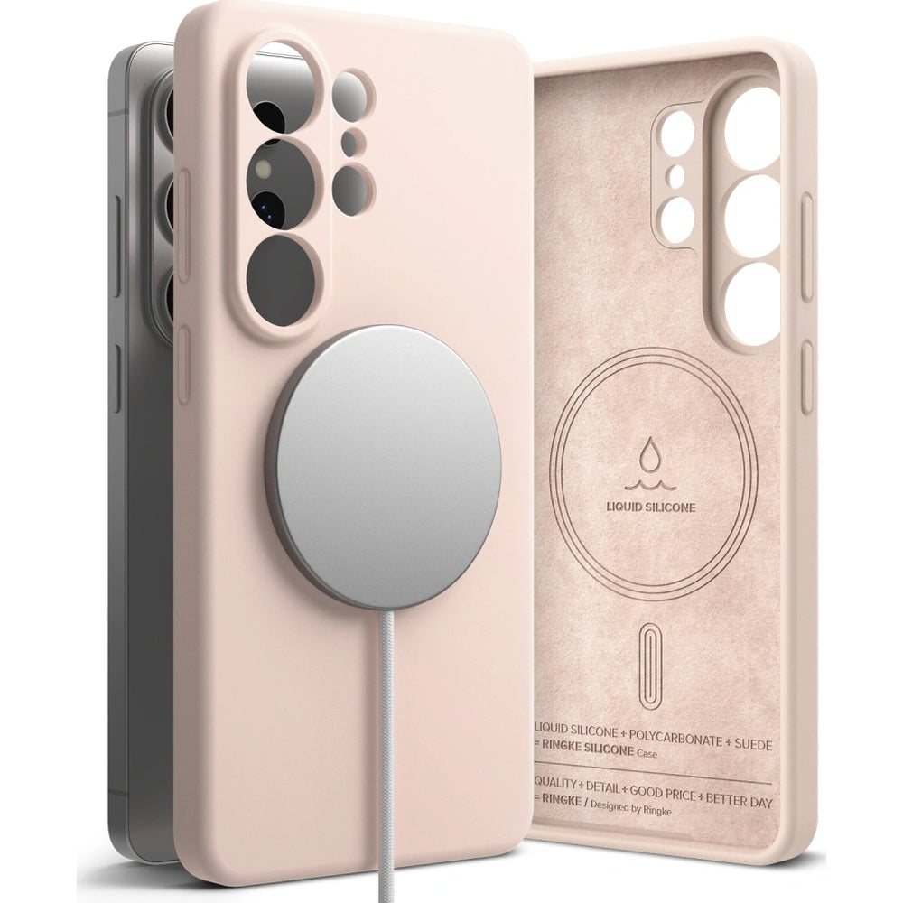 Handyhülle für Galaxy S26 Ultra, Ringke Silicone Magnetic mit MagSafe, Rosa und Braun