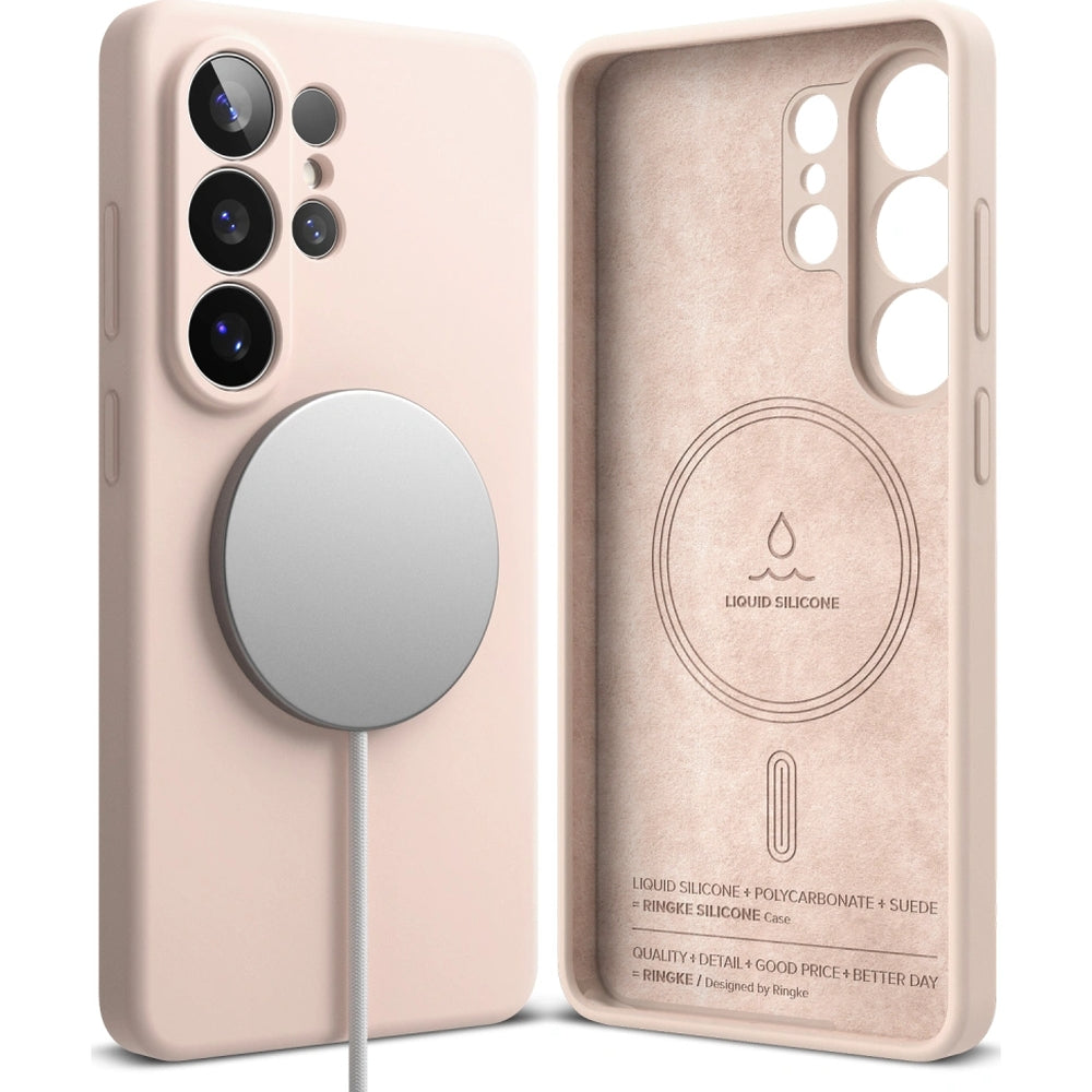 Handyhülle für Galaxy S26 Ultra, Ringke Silicone Magnetic mit MagSafe, Rosa und Braun
