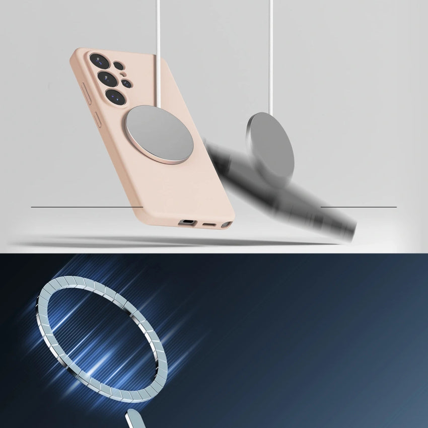 Handyhülle für Galaxy S26 Ultra, Ringke Silicone Magnetic mit MagSafe, Rosa und Braun