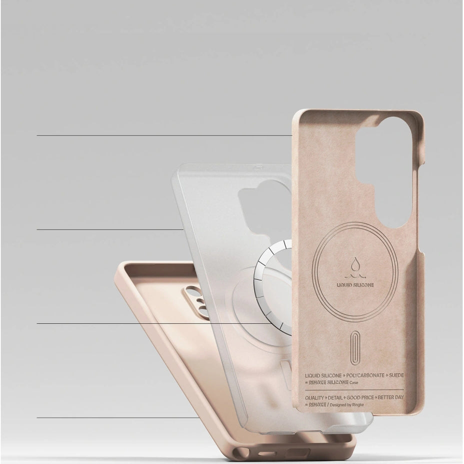 Handyhülle für Galaxy S26 Ultra, Ringke Silicone Magnetic mit MagSafe, Rosa und Braun