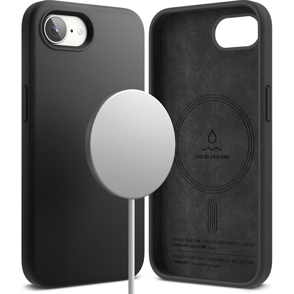 Handyhülle für iPhone 17e / 16e, Ringke Silicone Magnetic mit MagSafe, Schwarz