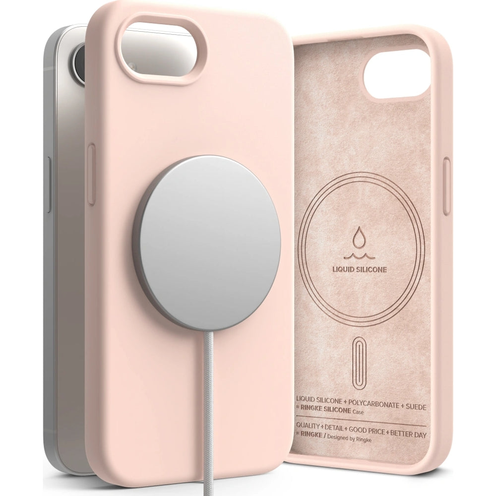 Handyhülle für iPhone 17e / 16e, Ringke Silicone Magnetic mit MagSafe, Rosa