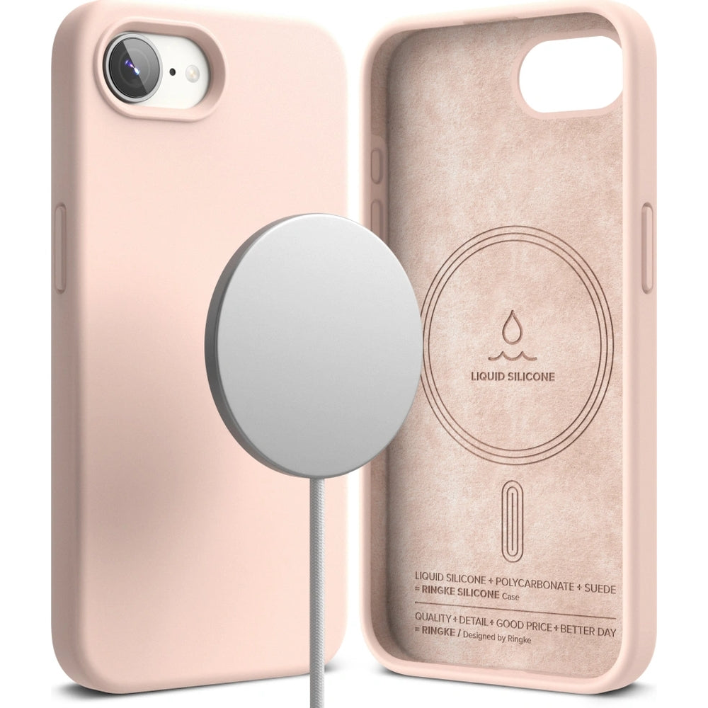 Handyhülle für iPhone 17e / 16e, Ringke Silicone Magnetic mit MagSafe, Rosa