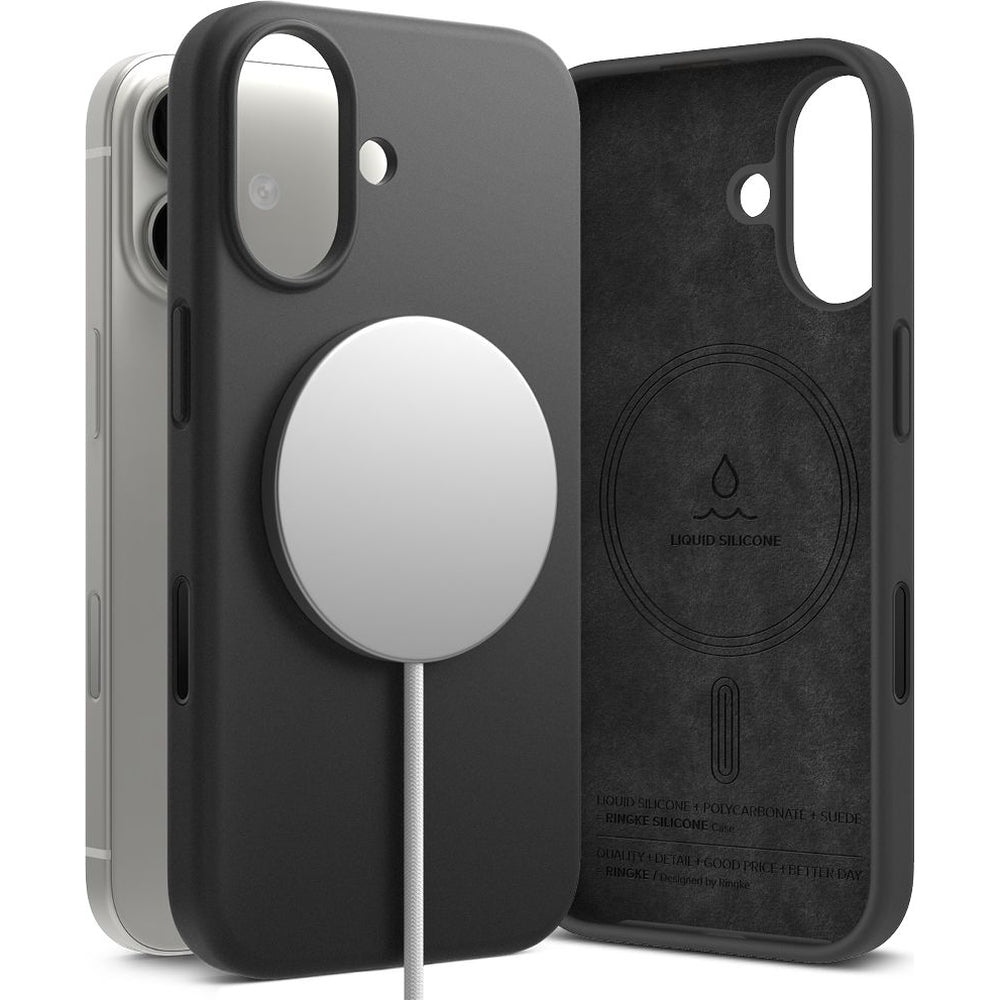Handyhülle für iPhone 17, Ringke Silicone CC Magnetic mit MagSafe, Schwarz