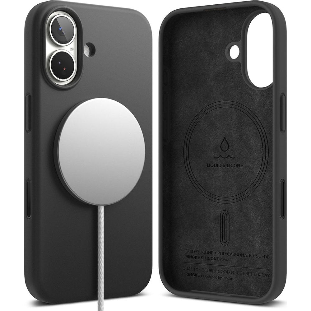 Handyhülle für iPhone 17, Ringke Silicone CC Magnetic mit MagSafe, Schwarz