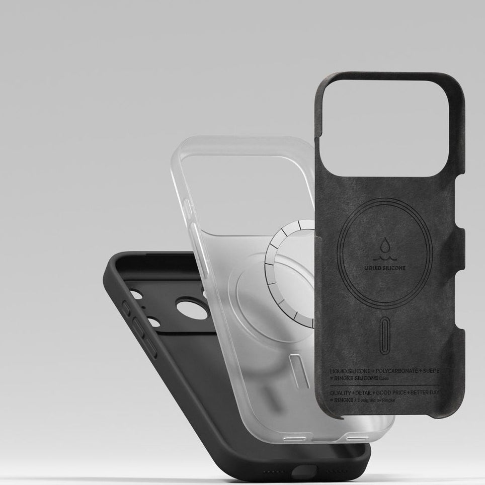 Handyhülle für iPhone 17 Pro, Ringke Silicone CC Magnetic mit MagSafe, Schwarz