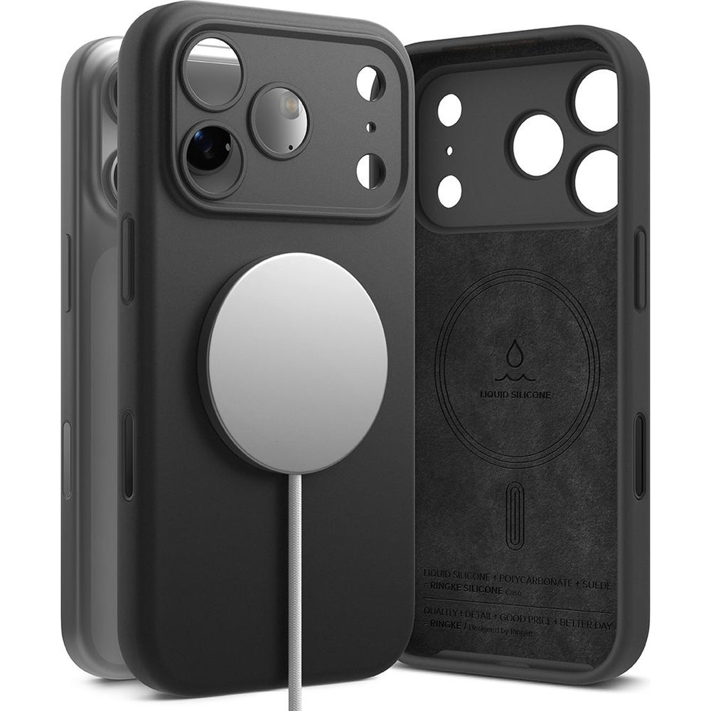 Handyhülle für iPhone 17 Pro Max, Ringke Silicone CC Magnetic mit MagSafe, Schwarz