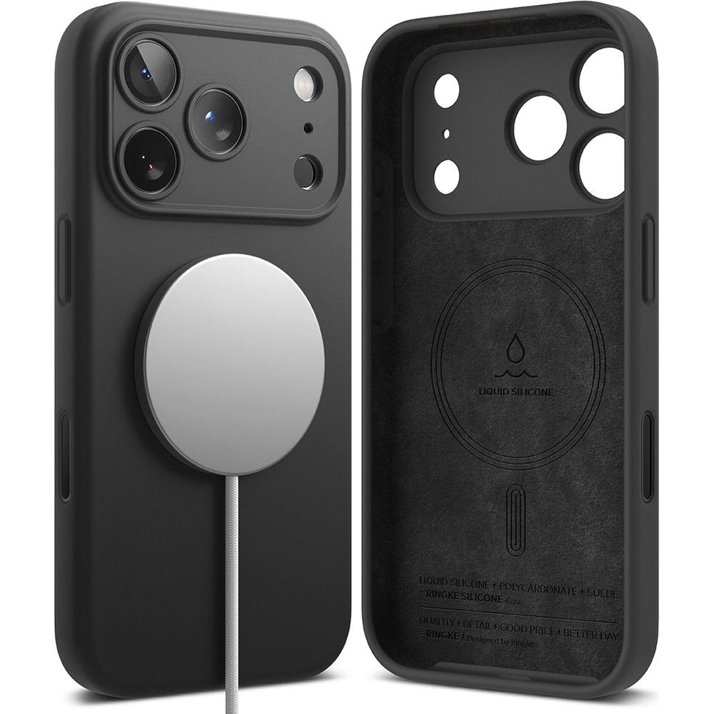 Handyhülle für iPhone 17 Pro Max, Ringke Silicone CC Magnetic mit MagSafe, Schwarz