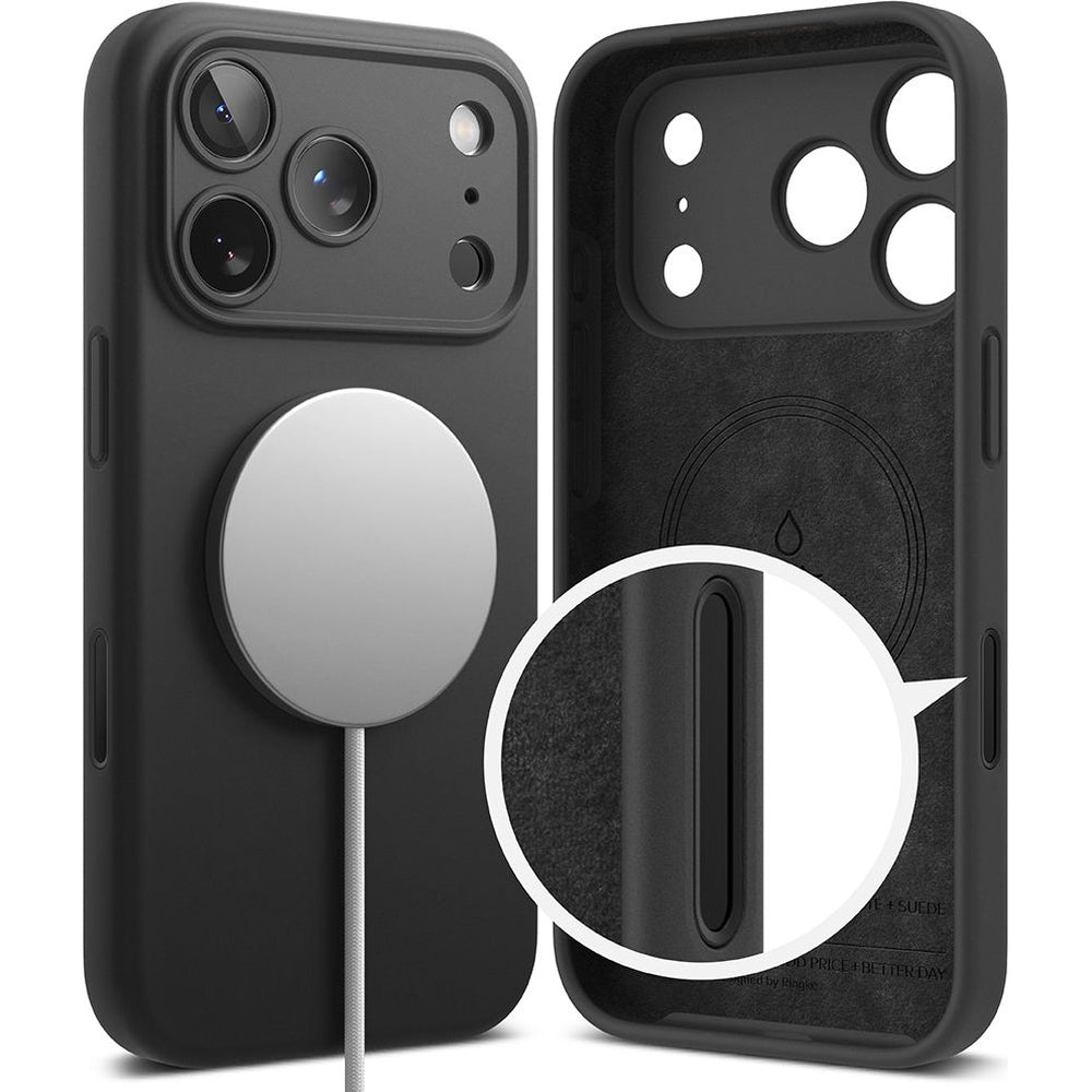 Handyhülle für iPhone 17 Pro Max, Ringke Silicone CC Magnetic mit MagSafe, Schwarz
