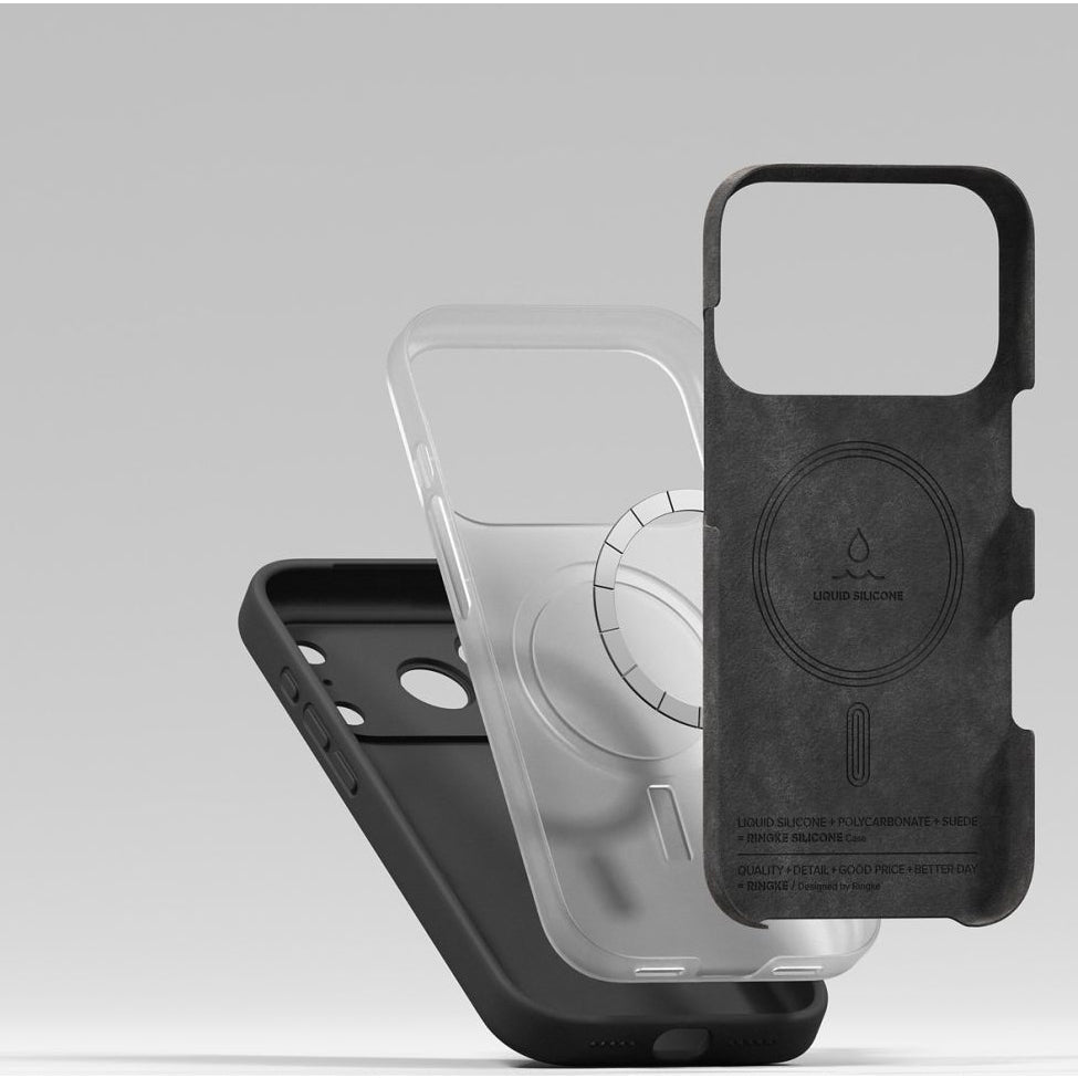 Handyhülle für iPhone 17 Pro Max, Ringke Silicone CC Magnetic mit MagSafe, Schwarz