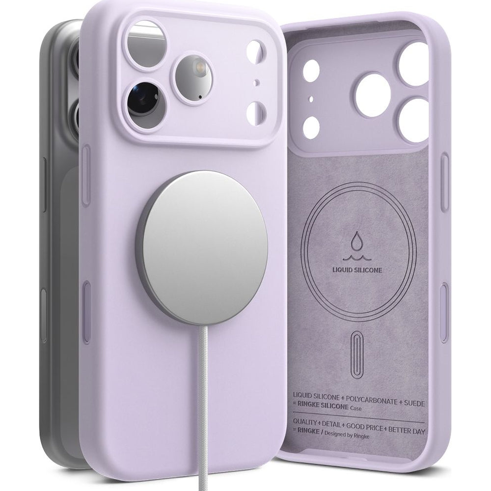 Handyhülle für iPhone 17 Pro Max, Ringke Silicone CC Magnetic mit MagSafe, Violett