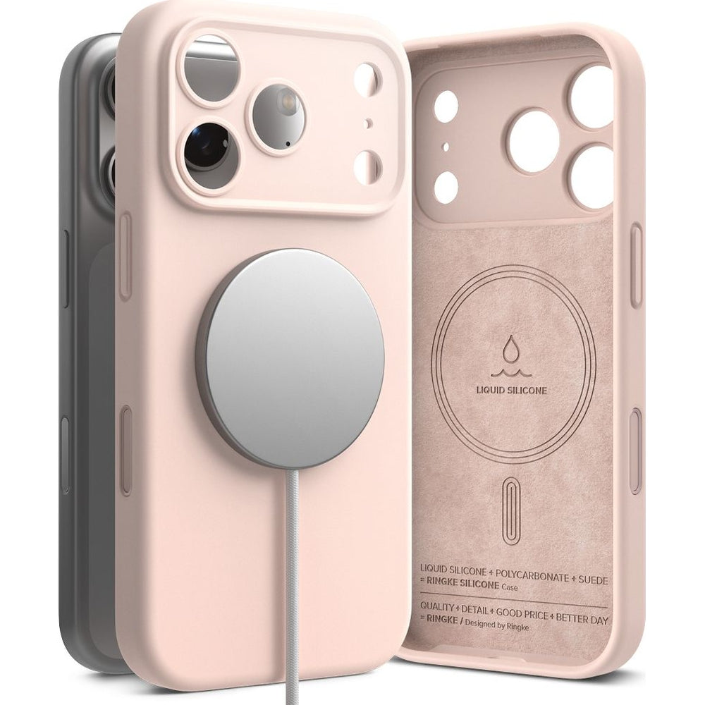 Handyhülle für iPhone 17 Pro Max, Ringke Silicone CC Magnetic mit MagSafe, Sandfarbe