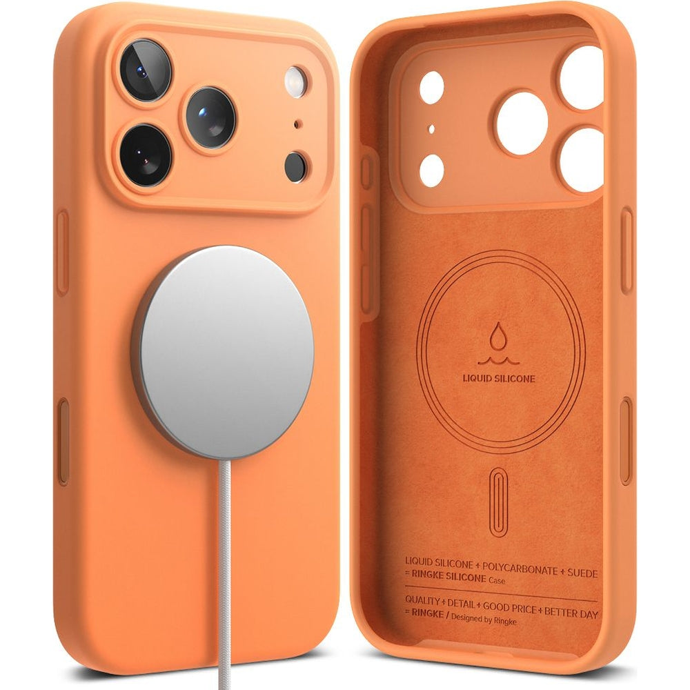 Handyhülle für iPhone 17 Pro Max, Ringke Silicone CC Magnetic mit MagSafe, Orange