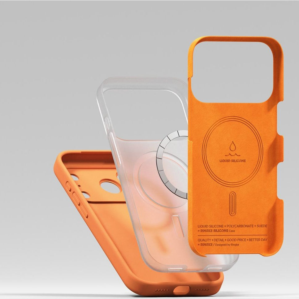 Handyhülle für iPhone 17 Pro Max, Ringke Silicone CC Magnetic mit MagSafe, Orange