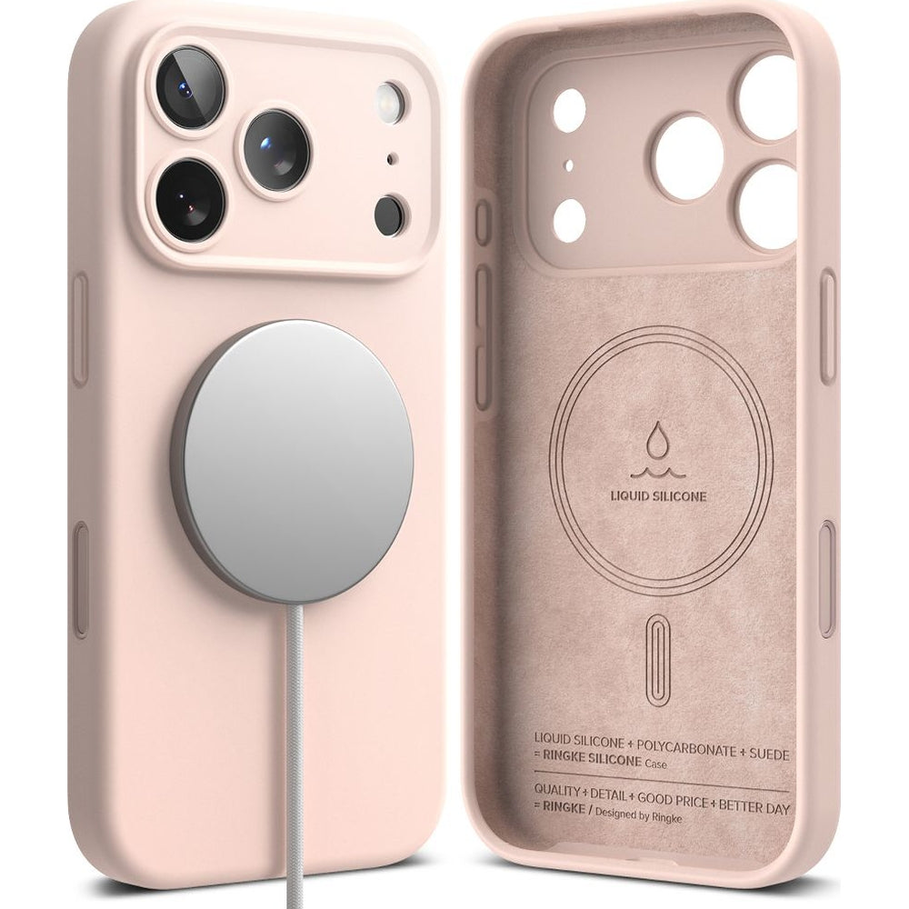 Handyhülle für iPhone 17 Pro, Ringke Silicone CC Magnetic mit MagSafe, Sandfarbe