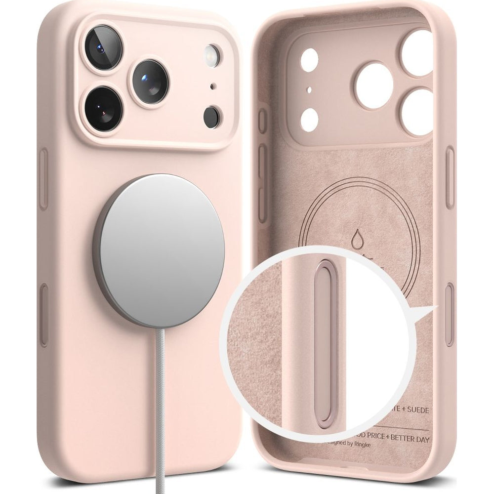 Handyhülle für iPhone 17 Pro, Ringke Silicone CC Magnetic mit MagSafe, Sandfarbe