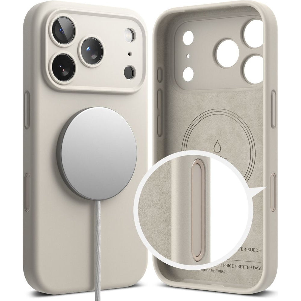 Handyhülle für iPhone 17 Pro, Ringke Silicone CC Magnetic mit MagSafe, Beige