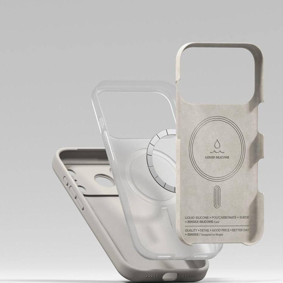 Handyhülle für iPhone 17 Pro, Ringke Silicone CC Magnetic mit MagSafe, Beige