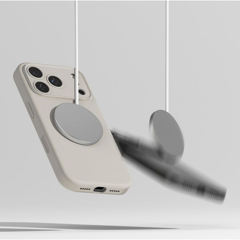 Handyhülle für iPhone 17 Pro, Ringke Silicone CC Magnetic mit MagSafe, Beige