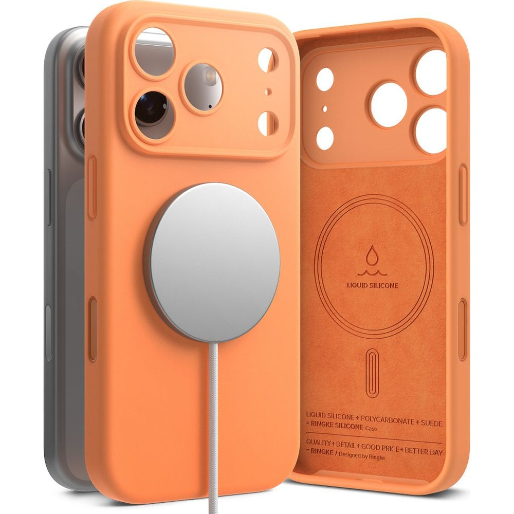 Handyhülle für iPhone 17 Pro, Ringke Silicone CC Magnetic mit MagSafe, Orange