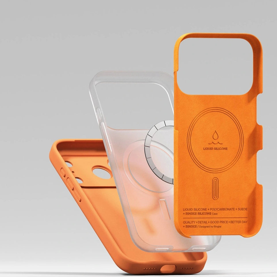 Handyhülle für iPhone 17 Pro, Ringke Silicone CC Magnetic mit MagSafe, Orange