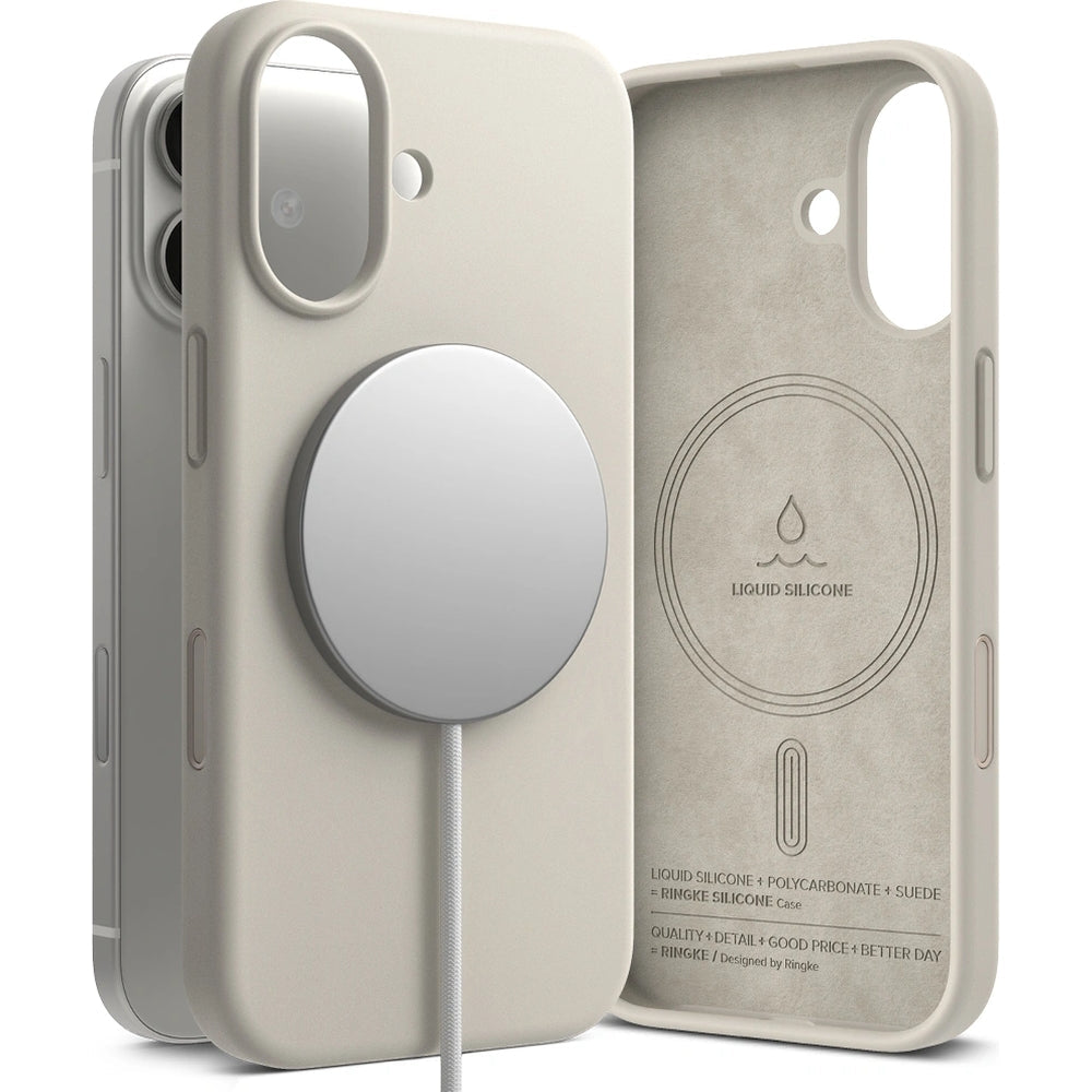 Handyhülle für iPhone 17, Ringke Silicone CC Magnetic mit MagSafe, Beige