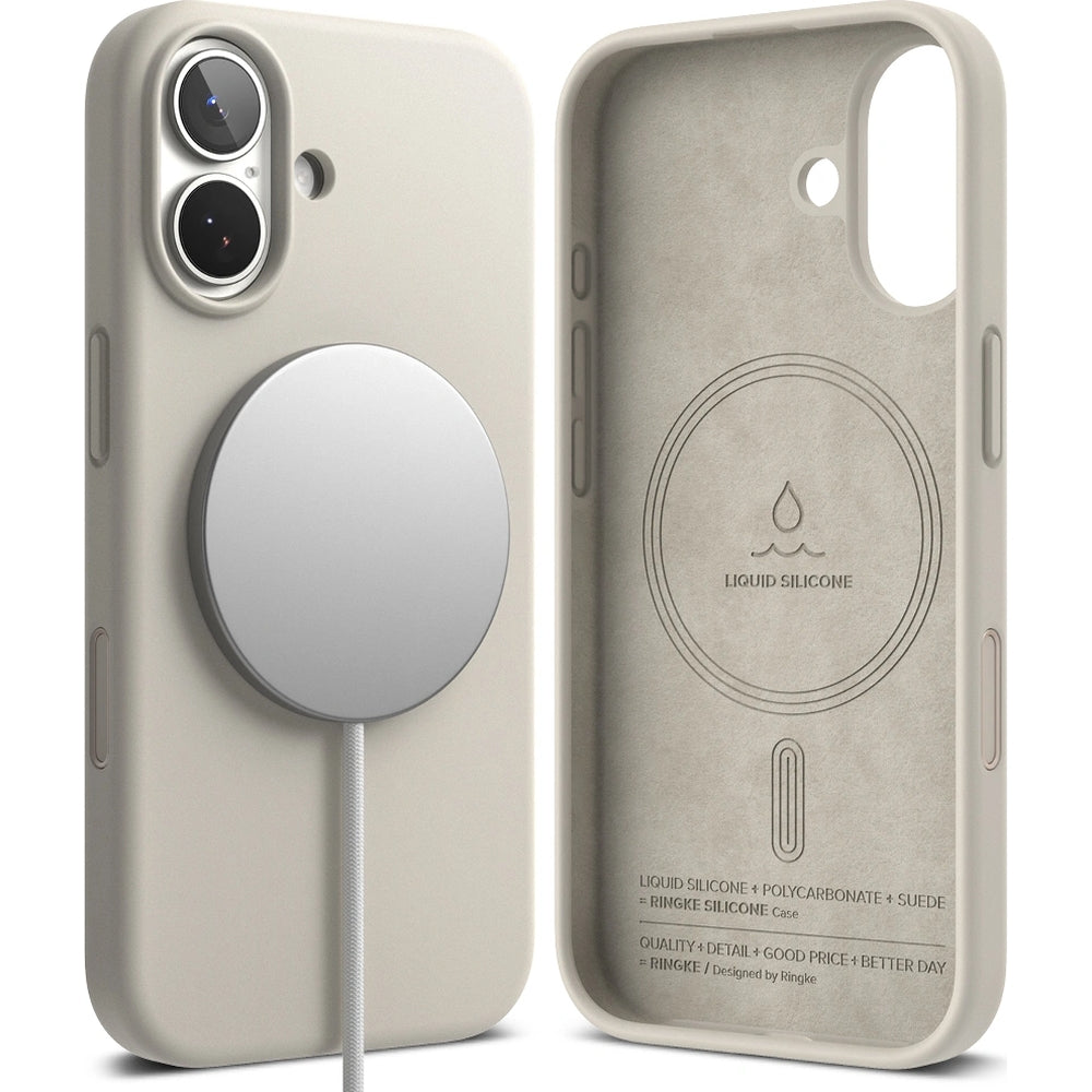 Handyhülle für iPhone 17, Ringke Silicone CC Magnetic mit MagSafe, Beige