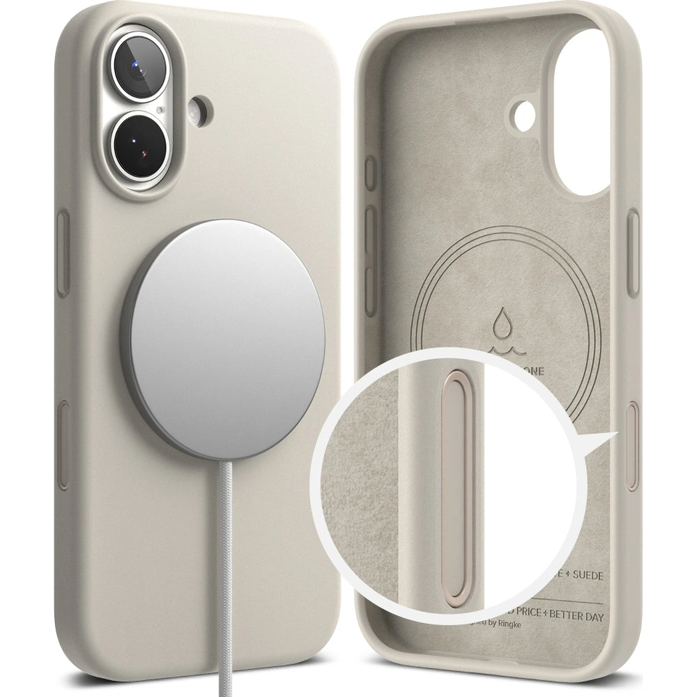 Handyhülle für iPhone 17, Ringke Silicone CC Magnetic mit MagSafe, Beige
