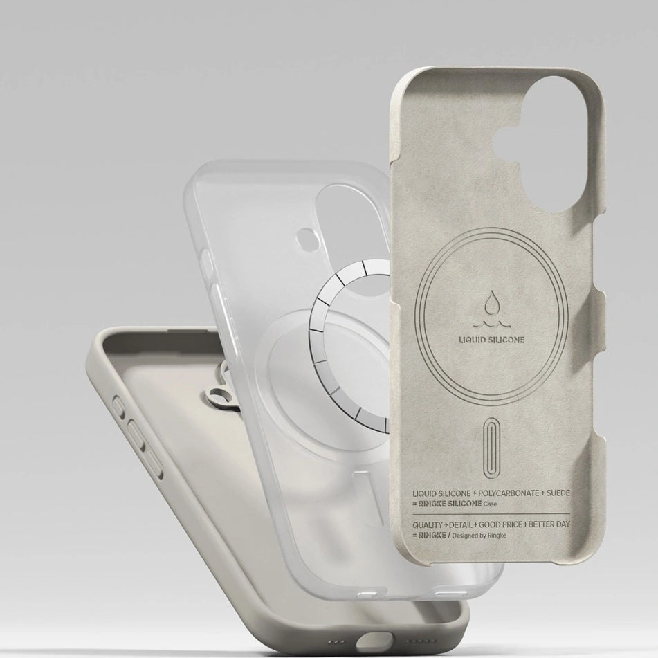 Handyhülle für iPhone 17, Ringke Silicone CC Magnetic mit MagSafe, Beige